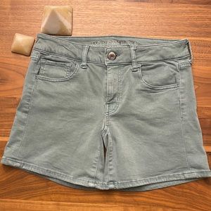 American Eagle Olive Denim Super Stretch Shorts